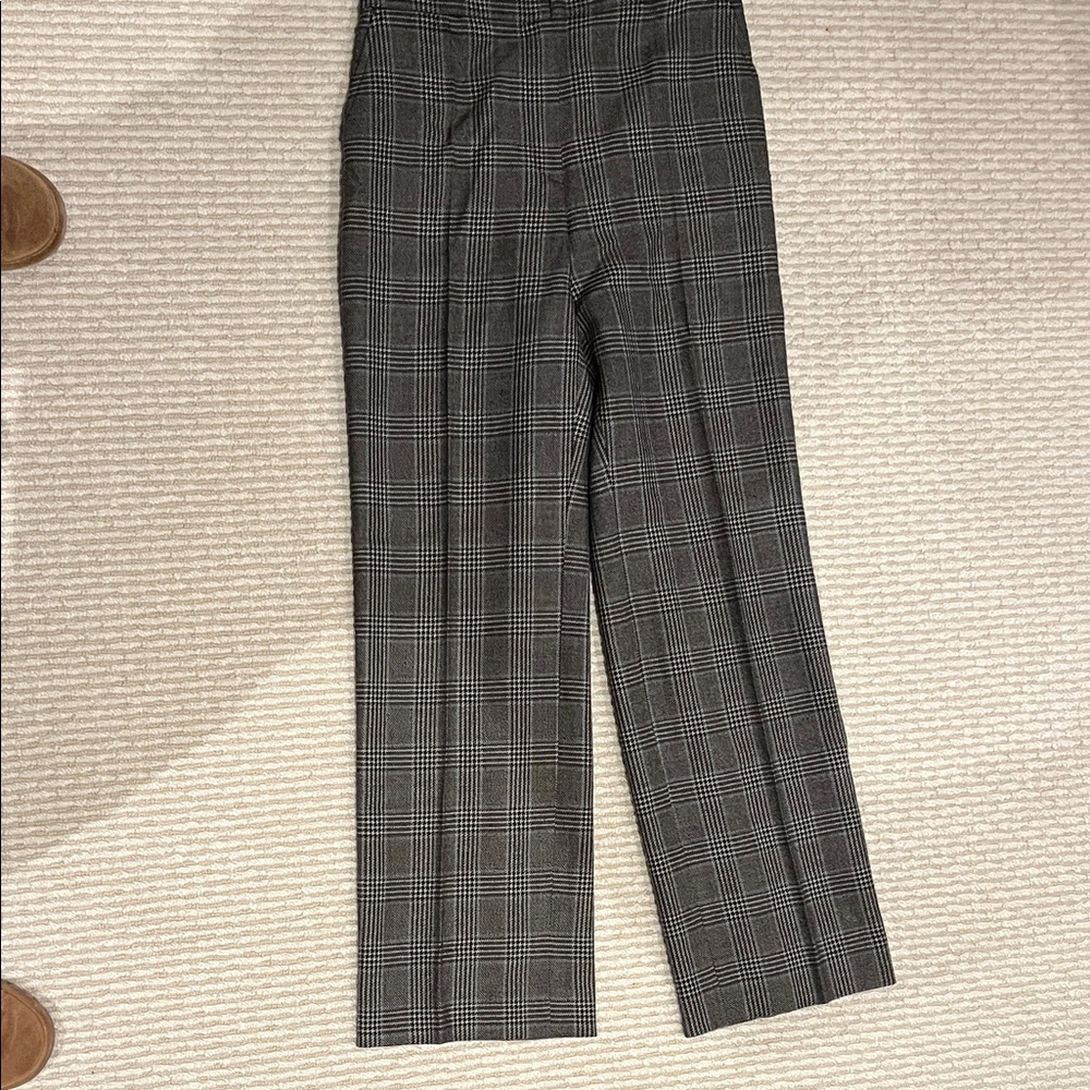 Armani Collezioni Brown Plaid Wool Pants